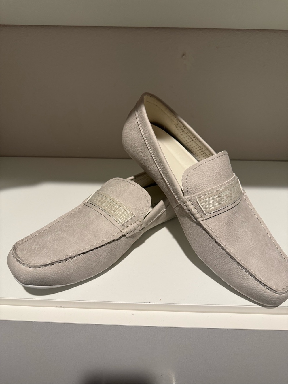 Calvin Klein Men's Slip-On Loafers in Light Beige